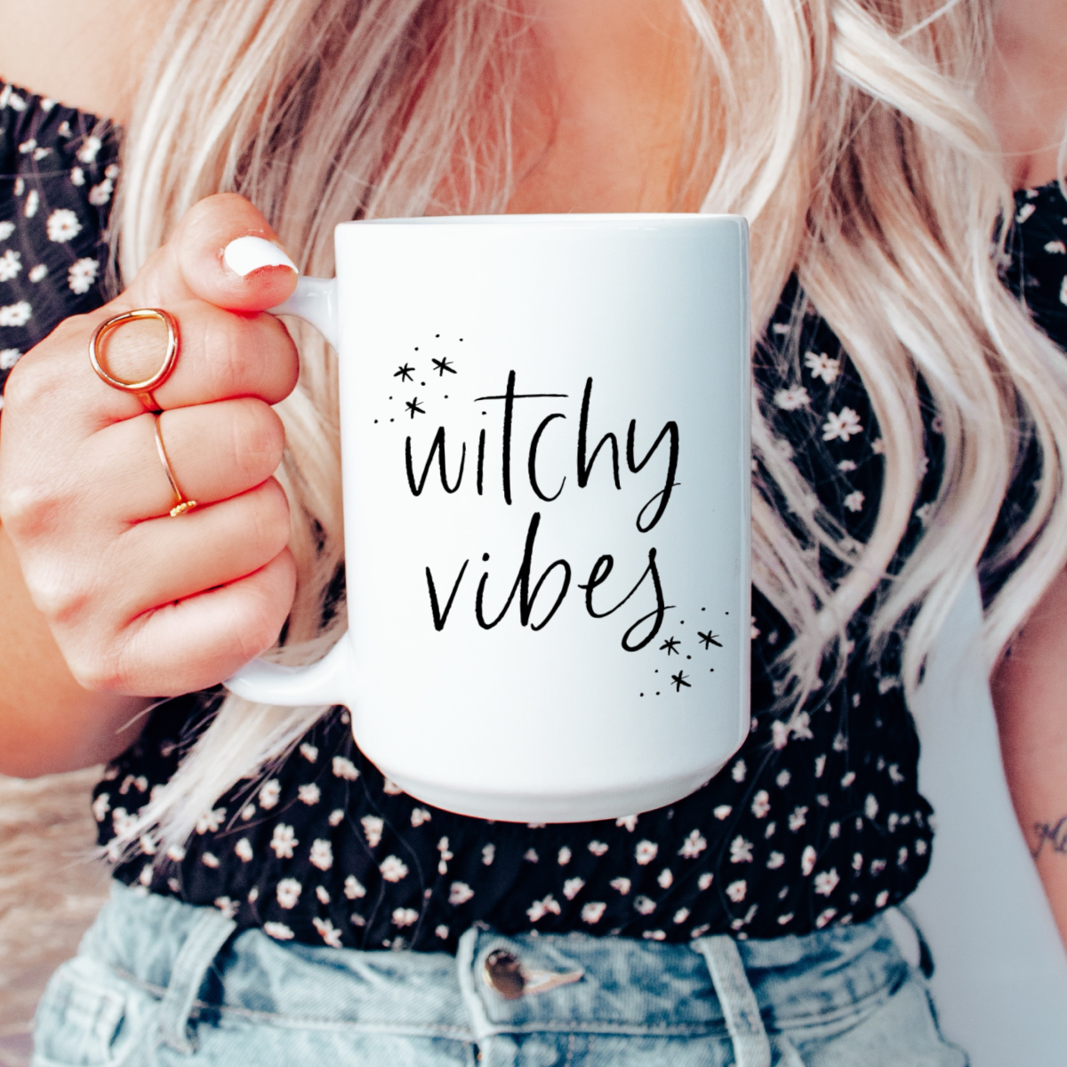 15oz Witchy vibes ceramic coffee mug, Halloween mug