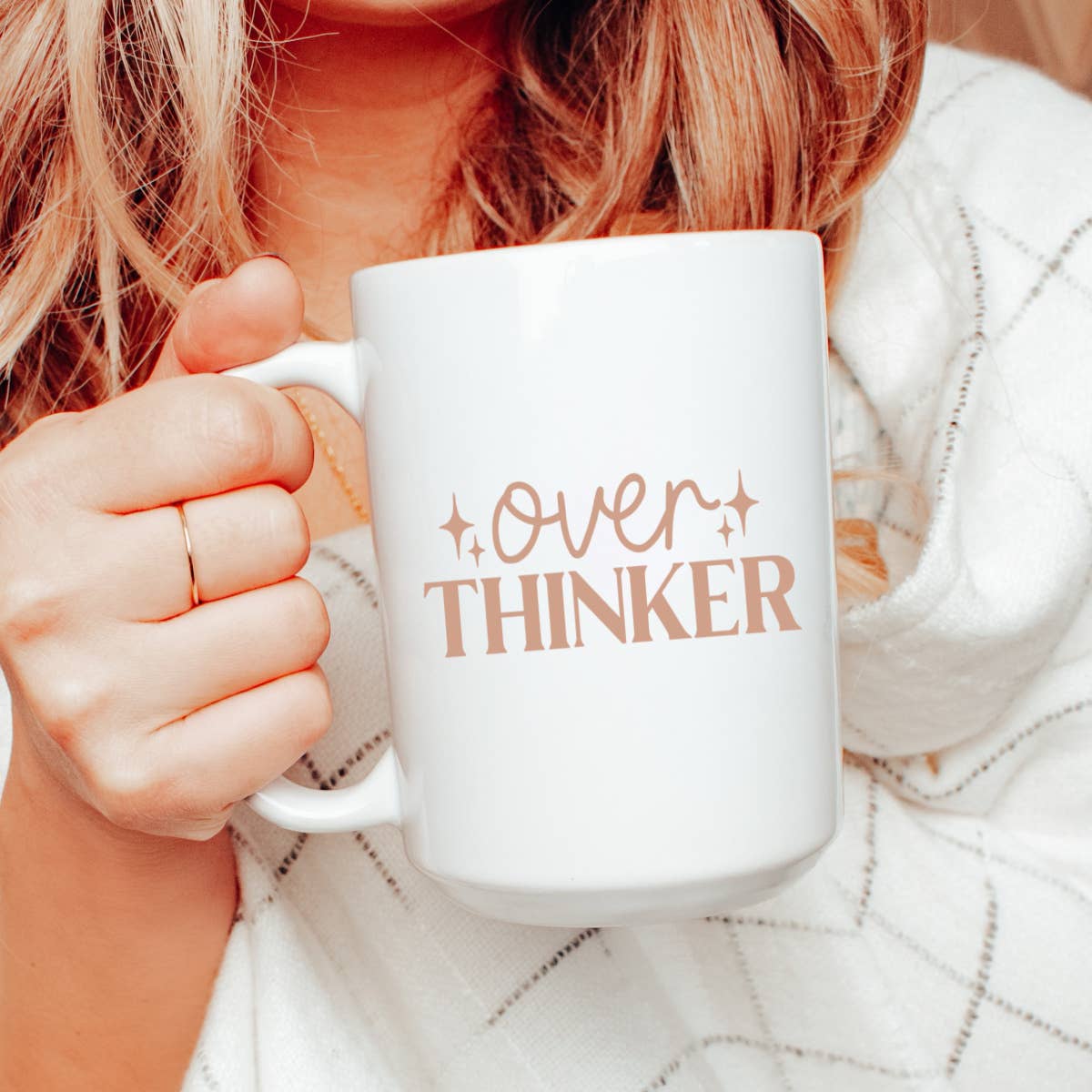 15oz Over thinker ceramic coffee mug, funny mug, funny gift