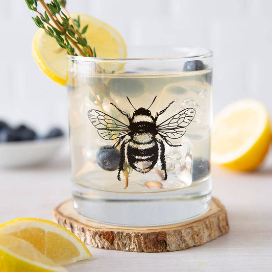 Honey Bee Rocks Glass