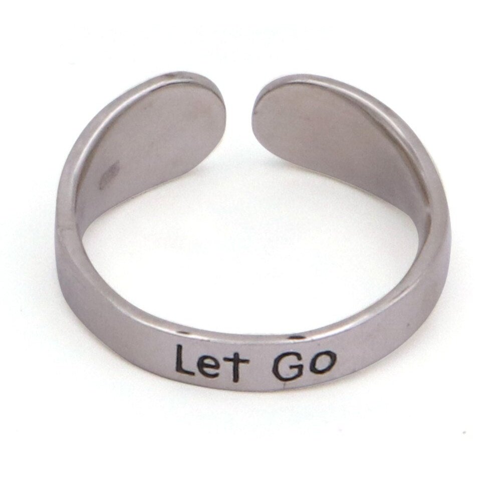 Let Go Inspirational Sterling Silver Adjustable Ring