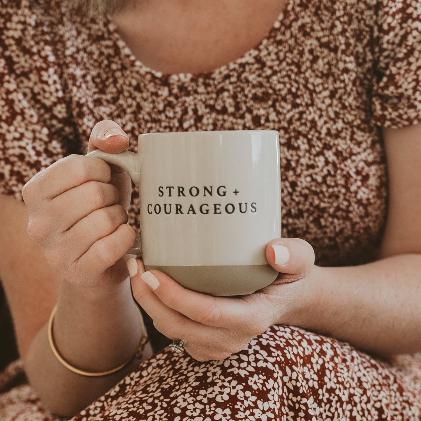 Strong and Courageous - Cream Stoneware Coffee Mug