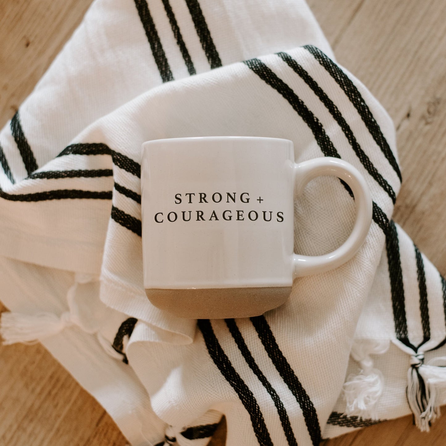 Strong and Courageous - Cream Stoneware Coffee Mug