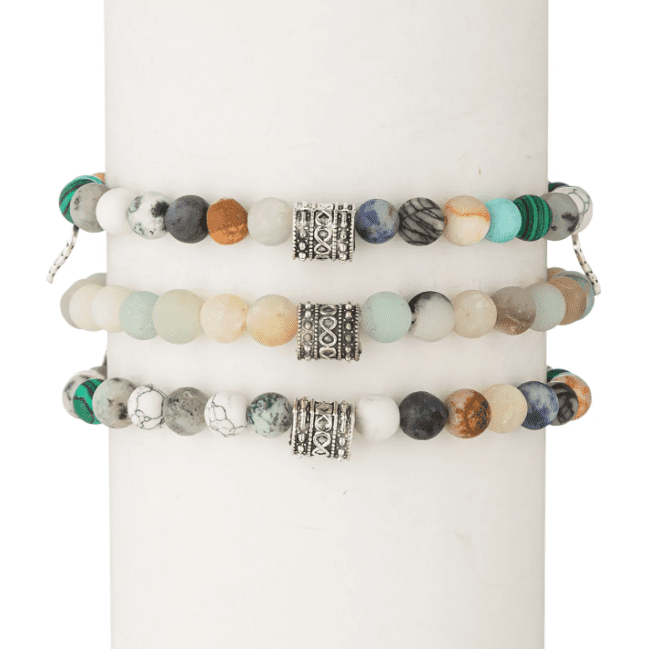 Toya Beaded Bracelet Set - Amazonite & Agate