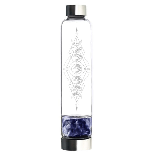 Crystal Power Water Bottle | Geometric Moons - Lapis Lazuli