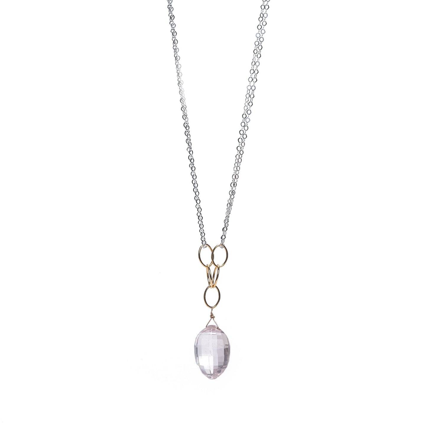 Rose Quartz Mixed Metal Necklace - Liv&b