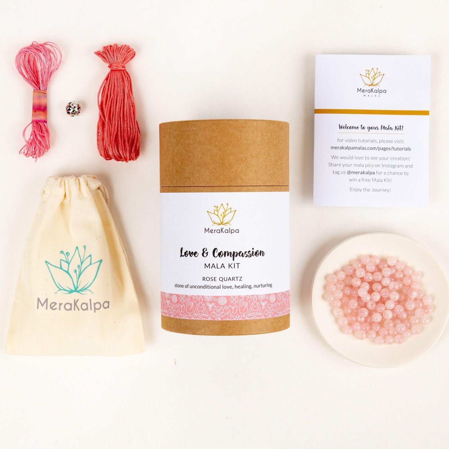 Love + Compassion Rose Quartz Mala Necklace Kit