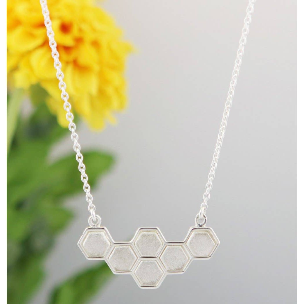 Just Bee Honeycomb Sterling Silver Necklace