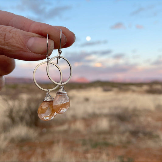 Brazilian Quartz Hoop Earrings