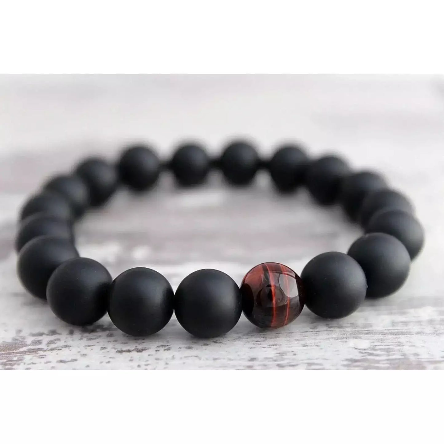 Tigers Eye & Matte Black Onyx Men's Bracelet