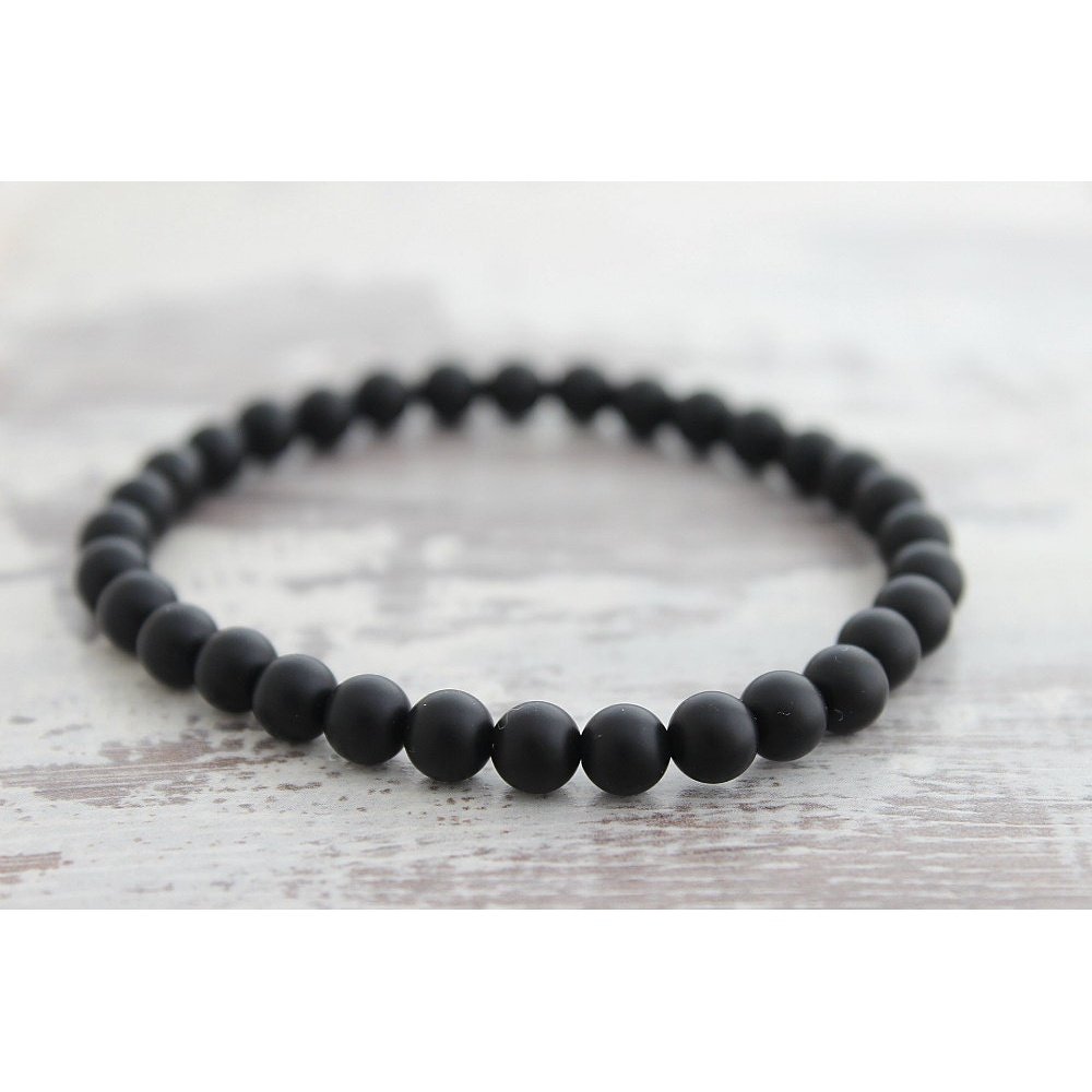 3 pc Mens Bracelet Set - Palm Wood, Onyx & Lava Stone