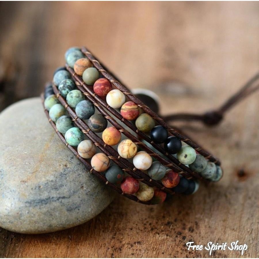 Natural "LOVE" Leather Wrap Bracelet