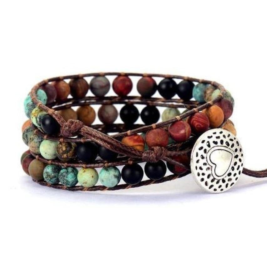 Natural "LOVE" Leather Wrap Bracelet